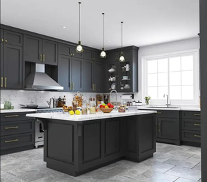 Luxury Small Complete Custom Home Furniture L Shaped Melamine <strong>Unit</strong> Smart Modern Eco-Friendly <strong>Kitchen</strong> Cabinets with Vinyl <strong>Wrap</strong> - Product Image 3