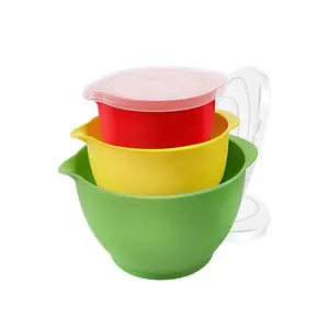 Salad Nesting Mixing Bowls mit Lids Set von 3 Machine Color Plastic Kitchen Food kunststoff mischen schüssel set
