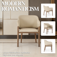 Chaise de salle à manger nordique contemporaine européenne avec dossier incurvé et pieds en bois massif, chaise de salle à manger moderne en cuir rembourré pour hôtel et restaurant