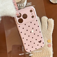 Coque de téléphone ZL107 à pois avec bordure en forme de cœur, style Ins, compatible avec iPhone 17 Pro Max, coque souple, grande fenêtre, 16 pouces