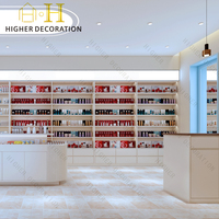 Meubles de présentation pour salon de beauté en bois, éclairage LED minimaliste, vitrine pour produits de soin de la peau