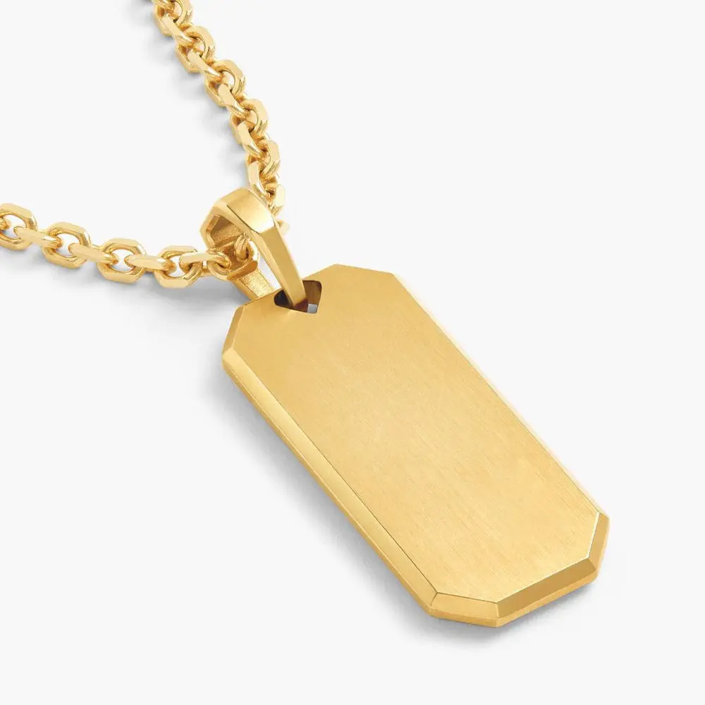 OEM 18k Gold Plated Military Pendant Necklace Stainless Steel Men Necklace Jewelry custom logo pendant
