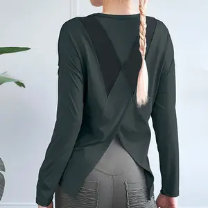 Nieuwe Quick Dry Lange Mouwen Yoga Top Mesh Stiksels Sexy Ademend Fitness Kleding Voor Vrouwen