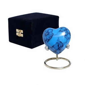 Bluefire, urna de cremación de recuerdo de corazón de aluminio para cenizas, hombres y mujeres, urna conmemorativa de corazón, caja de terciopelo para hombre y mujer - Product Image 1