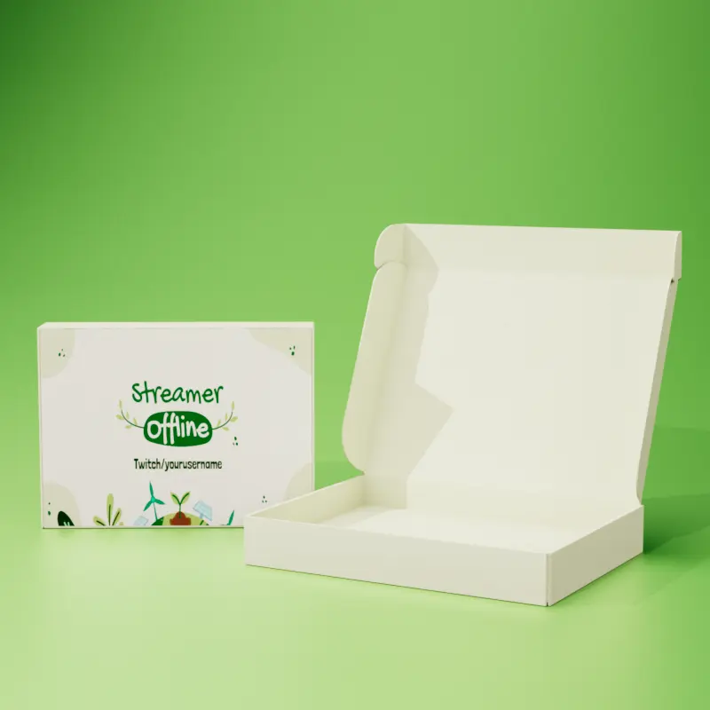 Boîte de papier ondulé durable et blanche de qualité alimentaire avec logo personnalisé imprimé de fantaisie Boîte postale d'expédition pour snack et pizzas