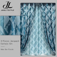 Ensemble de rideaux occultants 3 pièces en jacquard 100 % polyester, inspection complète avant expédition pour salon domestique