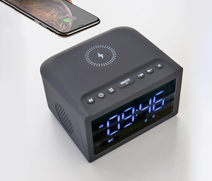 Factory Wholesale Blue-Tooth Speaker Wireless FM Radio Alarm Clock Wireless Speaker With Wireless Phone Charger 10W Fast Charge
