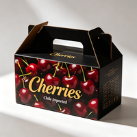 Boîte d'emballage de luxe pour cerises du Chili avec poignée, boîte cadeau en carton ondulé imperméable pour fruits, vente en gros