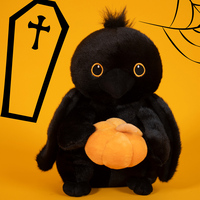 Nouvel arrivage de corbeau en peluche avec citrouille animal en peluche maison Halloween cadeau doux noir corbeau citrouille animal jouet