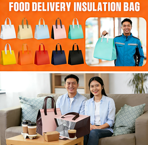 Large Stock Disposable Nonwoven Thermal Food Cooler Bags Aluminum Foil Insulated Takeout Bags for Coffee Cake Bread Delivery - Product Image 3