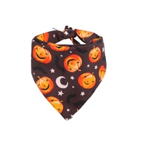 Bandana triangulaire double face pour chien, motif dessin animé Halloween citrouille, accessoire foulard-bavoir en tissu style graffiti pour animaux de compagnie