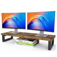 Support de rangement de bureau multifonctionnel Support d'élévation de moniteur en bois + ferronnerie Réglage de la hauteur de l'ordinateur Unité de rangement de table