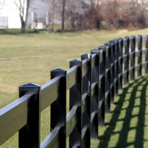 Bjun 3 قضبان <span class=keywords><strong>PVC</strong></span> البلاستيك الفينيل في الهواء الطلق مزرعة الحصان المبارزة الصين الصانع بالجملة اللون الأسود - Product Image 1