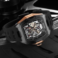 LIGE LG89138 Montre Automatique Silicone 3D Diamant Squelette Creux Hommes Montres Cadeau Lumineux Montres Tourbillon Montre Homme