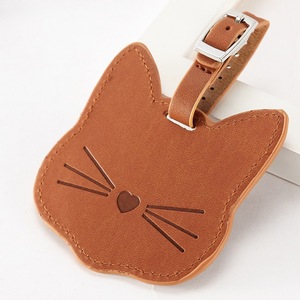 Etiquetas de equipaje de cuero PU de nuevo estilo: etiquetas de equipaje con temática de gatos a la moda para los amantes de la moda – disponibles en stock del fabricante para aerolíneas - Product Image 2