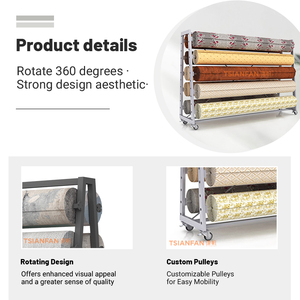 Hot Selling Double-Sided Rolling Fabric Display Stand <strong>Rotatable</strong> Multi-Function Metal Carpet Sample Display <strong>Shelf</strong> - Product Image 4