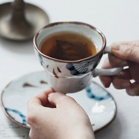 Tasse à thé style rétro vintage, pour le thé, tasses et soucoupes à thé japonaises, en céramique, élégantes, vente en gros