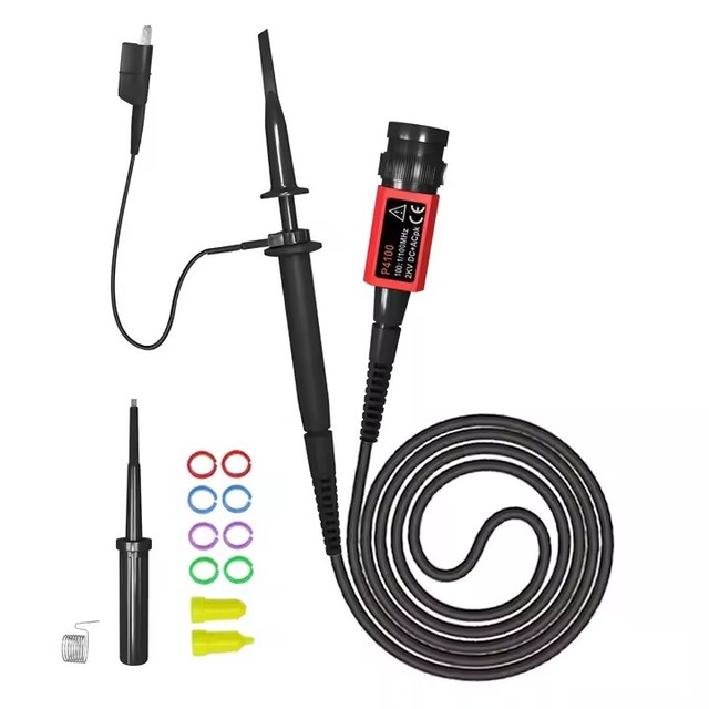 P4100 High Voltage Oscilloscope Probe 100:1 2KV 100MHz 100X Safety BNC Connector for Oscilloscope Adjustable Attenuation