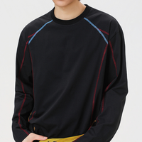 T-shirt à manches longues pour homme, surpiqûres contrastées, coupe oversize, respirant et anti-humidité, idéal pour le quotidien – Approvisionnement direct usine