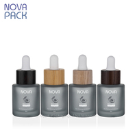Flacon compte-gouttes de sérum pour le visage en verre gris, 20ml, 30ml, emballage cosmétique en bambou, beauté, élixir, flacon compte-gouttes en bambou pour huile de soins de la peau