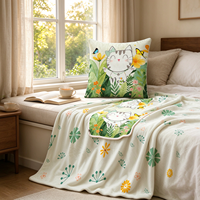 Coussin-plaid 2-en-1 pliable en polyester 100 % écologique, motif chat de dessin animé, vente directe usine, toutes saisons
