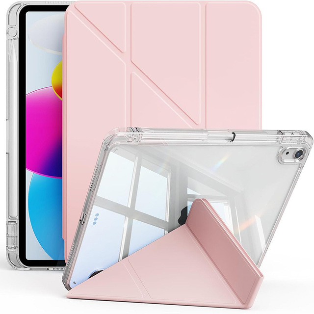 Multi-Angle Y-Fold Tablet Case for iPad Mini 6 / 7th 8.3 Inch with Clear Back and Built-in Pencil Holder