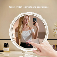 Miroir de courtoisie pour femme, design Art Déco, cadre métallique, écran LED intelligent, bande lumineuse LED multifonctionnelle personnalisée, haut de gamme