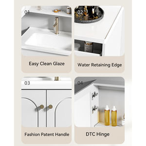 יוקרה מודרני ויון סט קיר מותקן ארון אחסון עמיד למים עם מראה - Product Image 5