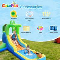 Toboggan aquatique gonflable en tissu Oxford Cocofish, centre de jeux gonflable humide/sec, toboggan aquatique portable pour jardin, pour l'été
