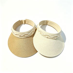Unisex Pearl Decorated Oversized <b>Straw</b> Sun Visor <b>Hat</b>-Wide Brim UV Protection Beach & Party Cap - Product Image 6