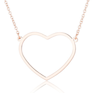 Collar con Colgante <span class=keywords><strong>de</strong></span> Corazón <span class=keywords><strong>de</strong></span> Durazno Geométrico Simple <span class=keywords><strong>de</strong></span> Acero Inoxidable, Joyería Personalizada con Colgante <span class=keywords><strong>de</strong></span> Corazón Hueco - Product Image 4