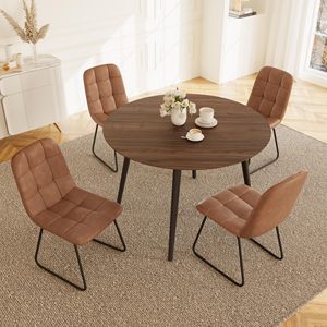 SENYU Round Wood Dining <b>Table</b> with Metal <b>Legs</b> Modern Design for 4 Seating Capacity Home Furniture - Product Image 1