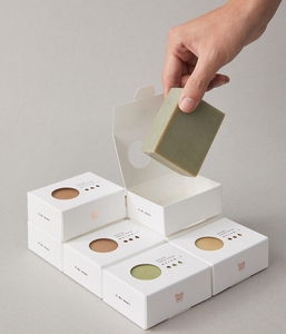 Petites boîtes d'emballage carrées pliantes biodégradables de luxe imprimées sur mesure pour savon découpé à l'emporte-pièce - Product Image 1