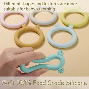 Giocattolo per la dentizione a forma di animale con anello per massaggiagengive in Silicone con Design a rana nuovo per uso alimentare giocattoli da masticare Non tossici senza BPA