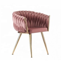 Chaises de salle à manger nordiques modernes et contemporaines en velours et métal doré avec dossier, pour restaurants commerciaux, hôtels et ateliers