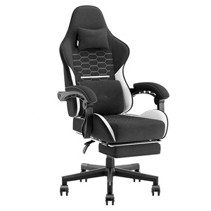 Best Seller Alemania Stuhl Lightgrey Silla de juegos de <span class=keywords><strong>tela</strong></span> con cojín de resorte de bolsillo silla ergonómica para juegos de ordenador con reposapiés - Product Image 6