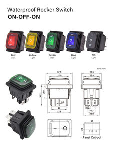 Interruptor <span class=keywords><strong>Rocker</strong></span> DPDT à Prova d'Água KCD4 de 6 Pinos e 3 Posições, Botão de Pressão On Off On 16A 250V com Luz LED 22 X 30 mm <span class=keywords><strong>12V</strong></span> 24V 110V 220V - Product Image 3