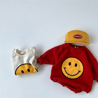 Ropa con logotipo personalizado para recién nacido, Pelele de cara feliz, ropa de manga larga, sudadera para bebé