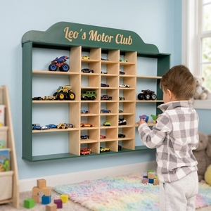 Organisateur mural en bois pour voitures miniatures, style moderne, échelle 1:64, pour salon - Product Image 1