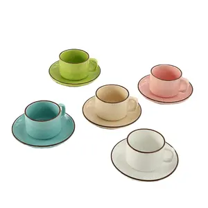 UCHOME Simple macaron color afternoon tea cup and saucer set Nordic ins bone china coffee cup household ceramic cup wholesale