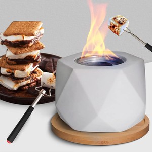 Braciere Portatile Moderno in Cemento con Combustibile <span class=keywords><strong>Bioetanolo</strong></span>, Caminetto Senza Fumo per Interni/Esterni - Product Image 1