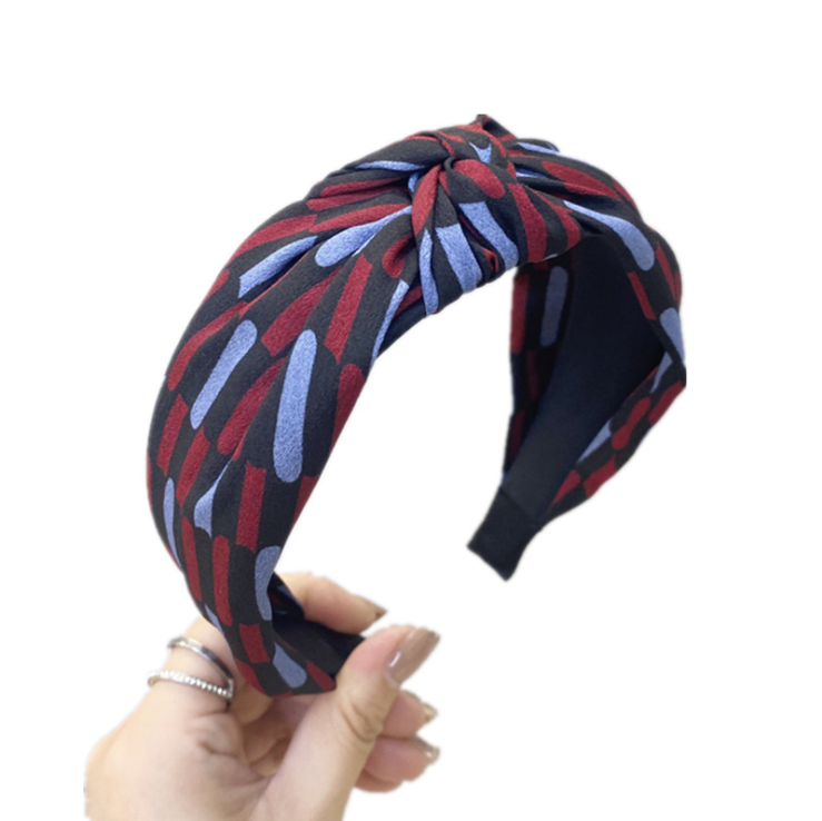 Korean women simple knotting wide band hair hoop lattice stripe broken hair binding women hair accessories