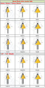 8mm chân 15 22.5 30 45 độ cacbua chế biến gỗ chamfer bevel tuôn ra cắt tỉa Bộ định tuyến bit mộc phay cắt - Product Image 5