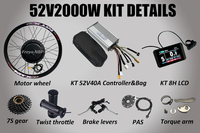 Kit de conversion arrière pour vélo électrique MTX 8H KT avec moteur de moyeu, compatible roues MTX 26'', 27.5'', 29'' et MTX39, 48/52V 2000W