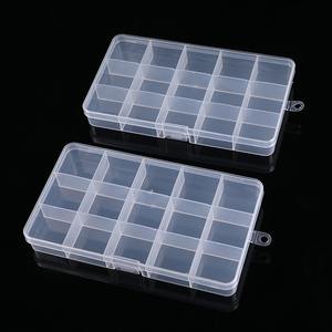 Caja de almacenamiento de plástico transparente, rectángulo de 15 compartimentos con tapa para joyería, herramientas, piezas de equipo de pesca, contenedor organizador - Product Image 1