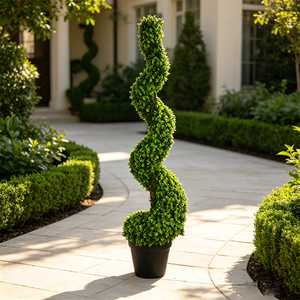 Arbre topiaire artificiel <span class=keywords><strong>en</strong></span> spirale, faux buis torsadé <span class=keywords><strong>en</strong></span> <span class=keywords><strong>pot</strong></span>, <span class=keywords><strong>plante</strong></span> <span class=keywords><strong>verte</strong></span> <span class=keywords><strong>en</strong></span> plastique résistant aux UV, durable pour l'aménagement extérieur - Product Image 4