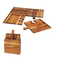 Planche à découper en forme de puzzle pour fromage, pain et charcuterie avec boîte de rangement, planche à découper irrégulière pour steak, pizza et pâtes