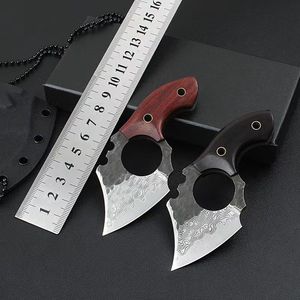 Ascia Piccola HK SS218 Damascus Personalizzabile OEM, Coltello da Giardino Multifunzione in Acciaio Inox con Manico in Legno, Punta a Clip 8mm - Product Image 6