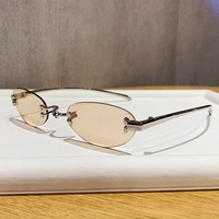 Lunettes de soleil ovales sans monture en métal UV400 unisexe, style voyage 2026, nouvelle collection tendance