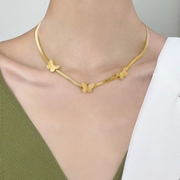 9 Styles de Colliers Papillon Cœur Inoxydables, Élégants, avec Diamants Géométriques, Chaîne de Clavicule Tendance en Acier Inoxydable